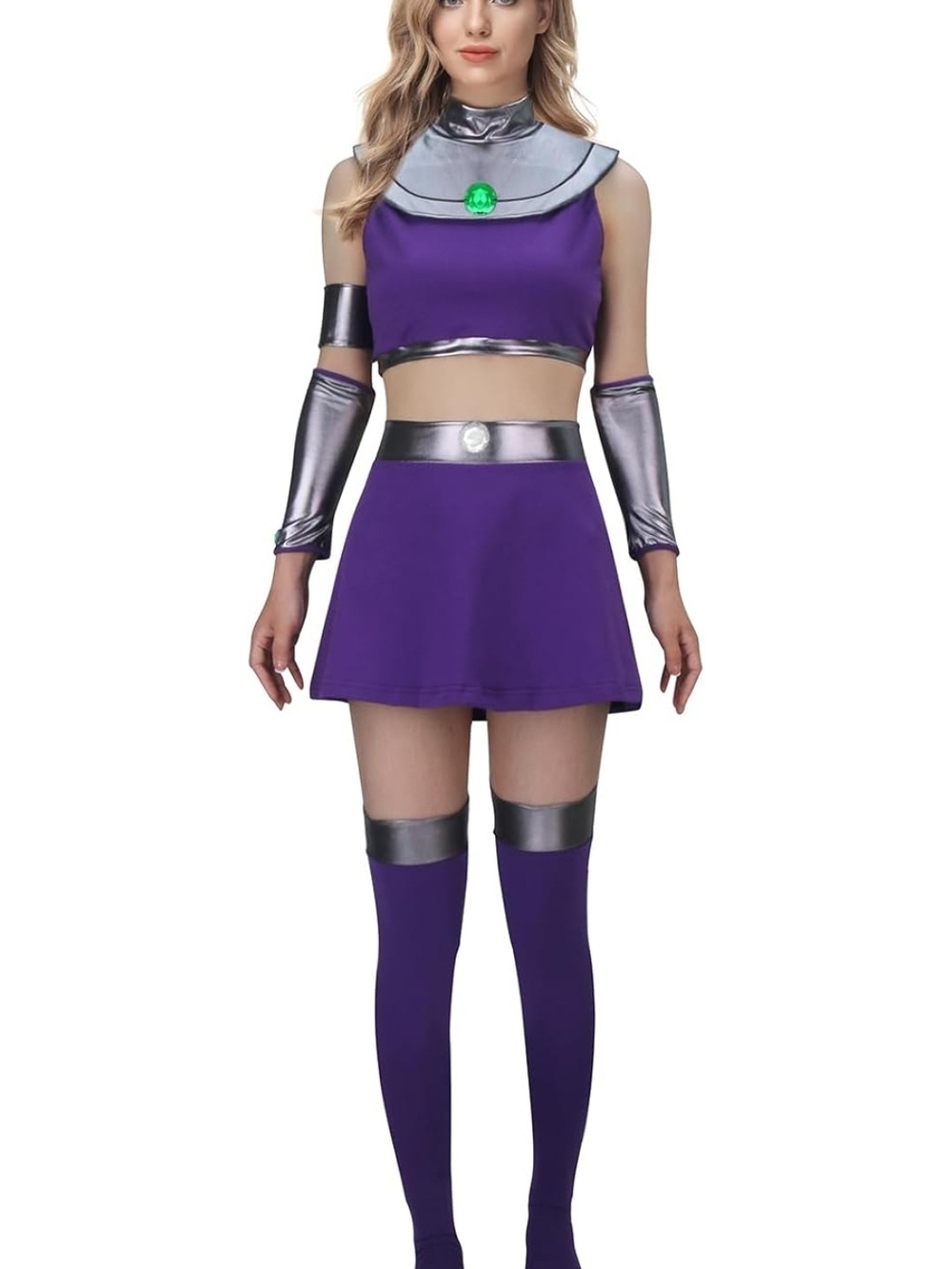 Womens Princess Koriandr Costume Halloween Cosplay Purple Top Skirt Collar Med.